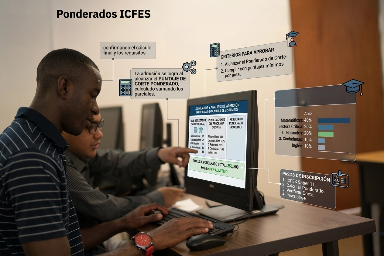 Estudiante consultando resultados para el cálculo de ponderados ICFES